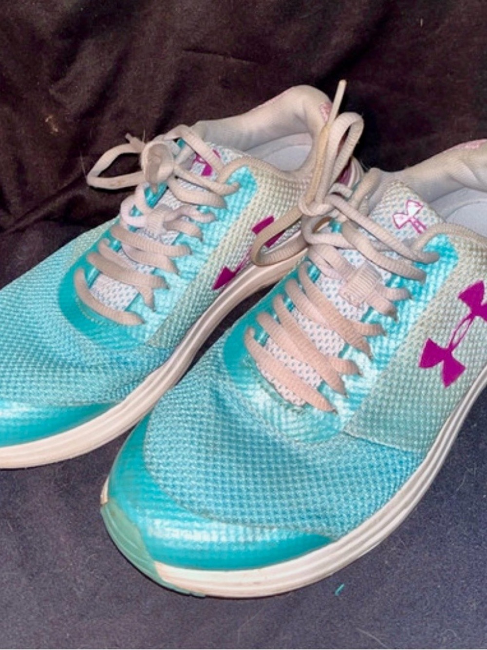 Under Armour Teal and Purple Kids Sneakers